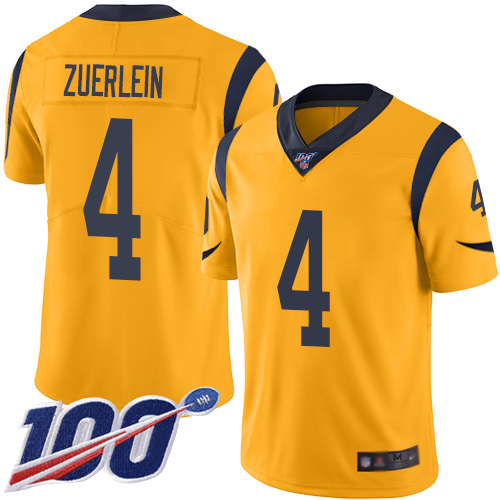 Los Angeles Rams Limited Gold Men Greg Zuerlein Jersey NFL Football #4 100th Season Rush Vapor Untouchable->los angeles rams->NFL Jersey